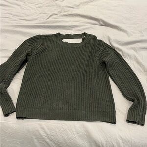 Olive Green Women's Sweater with cute open back detail